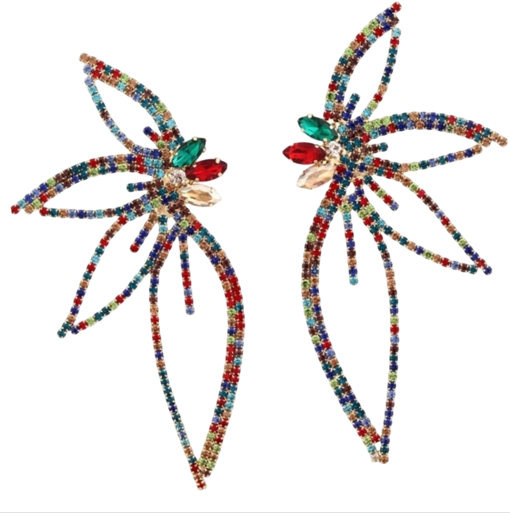 Oversized Butterfly Wings Multicolor Rhinestone Crystal Wing Flower Big Flowers
